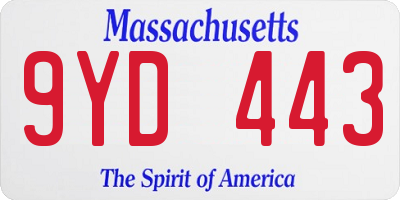 MA license plate 9YD443