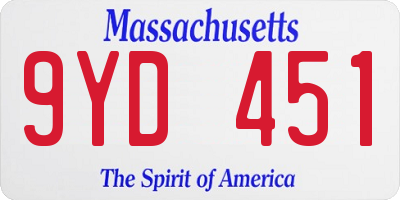MA license plate 9YD451