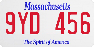 MA license plate 9YD456