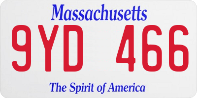 MA license plate 9YD466