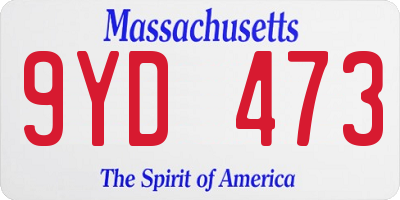 MA license plate 9YD473
