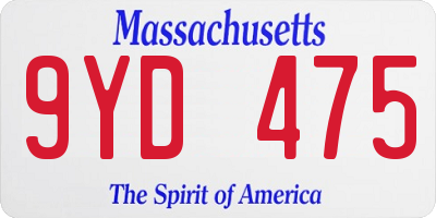 MA license plate 9YD475
