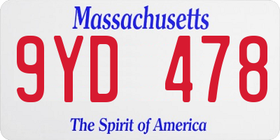MA license plate 9YD478