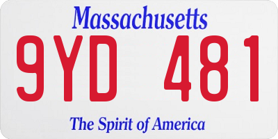 MA license plate 9YD481