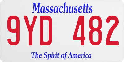 MA license plate 9YD482