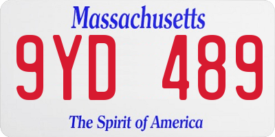 MA license plate 9YD489