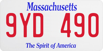 MA license plate 9YD490