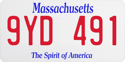 MA license plate 9YD491