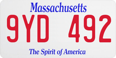 MA license plate 9YD492