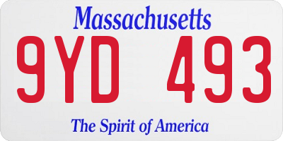 MA license plate 9YD493