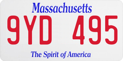 MA license plate 9YD495