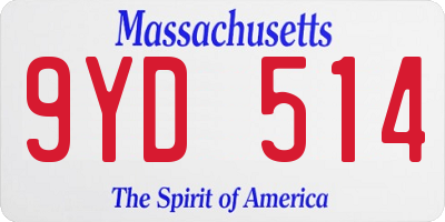 MA license plate 9YD514