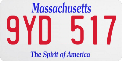MA license plate 9YD517