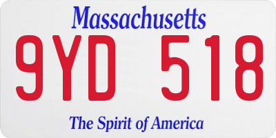 MA license plate 9YD518