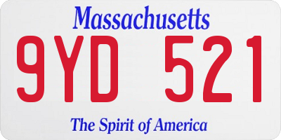 MA license plate 9YD521