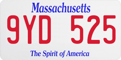 MA license plate 9YD525