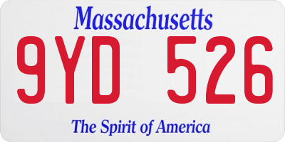 MA license plate 9YD526