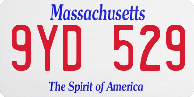 MA license plate 9YD529