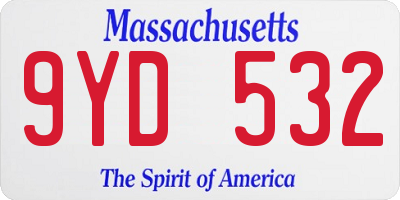 MA license plate 9YD532