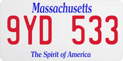 MA license plate 9YD533