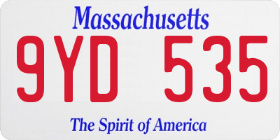 MA license plate 9YD535