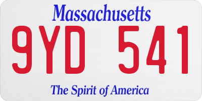 MA license plate 9YD541
