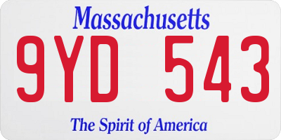 MA license plate 9YD543