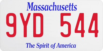 MA license plate 9YD544