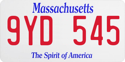 MA license plate 9YD545