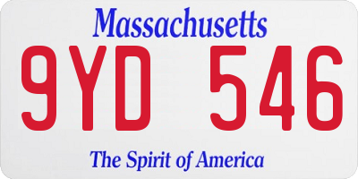 MA license plate 9YD546