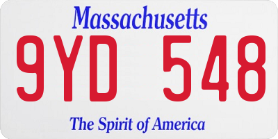 MA license plate 9YD548