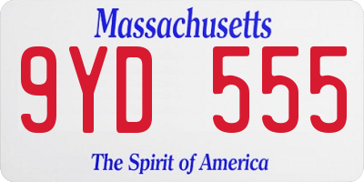 MA license plate 9YD555