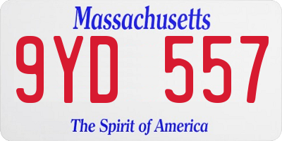 MA license plate 9YD557