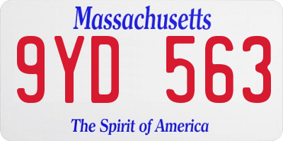 MA license plate 9YD563
