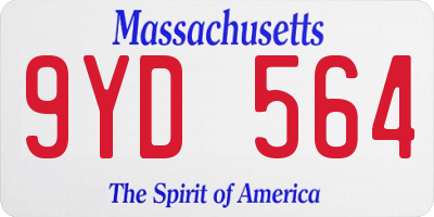 MA license plate 9YD564