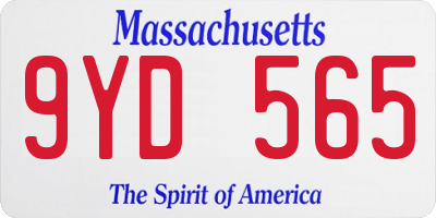 MA license plate 9YD565