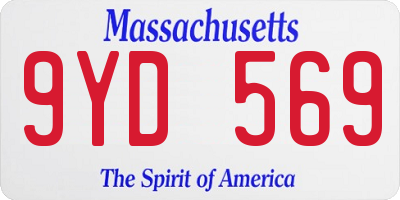 MA license plate 9YD569