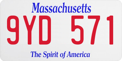 MA license plate 9YD571