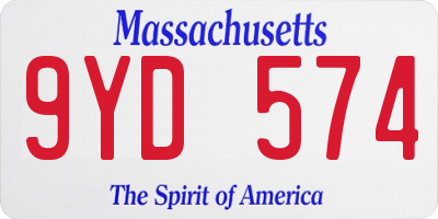 MA license plate 9YD574