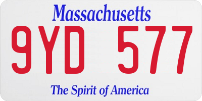 MA license plate 9YD577