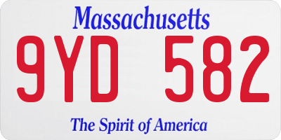 MA license plate 9YD582