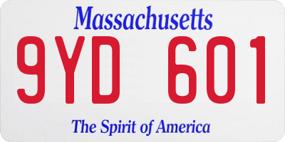 MA license plate 9YD601