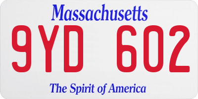 MA license plate 9YD602