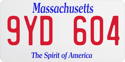 MA license plate 9YD604