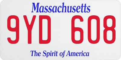 MA license plate 9YD608