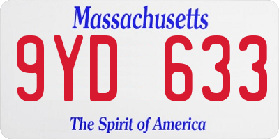 MA license plate 9YD633