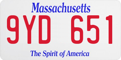 MA license plate 9YD651