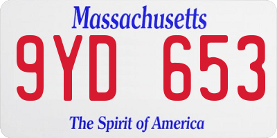 MA license plate 9YD653