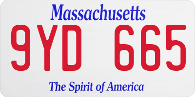 MA license plate 9YD665