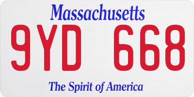 MA license plate 9YD668